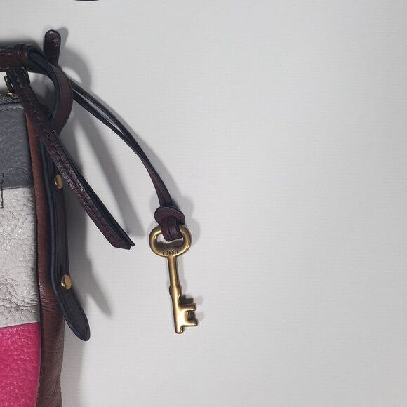 Fossil Women's Crossbody Purse Medium Leather Reversible Colorblock or Brown - Picture 4 of 13